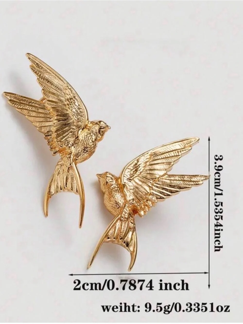 Gold Bird Wing Statement Earrings - Women Jewelry